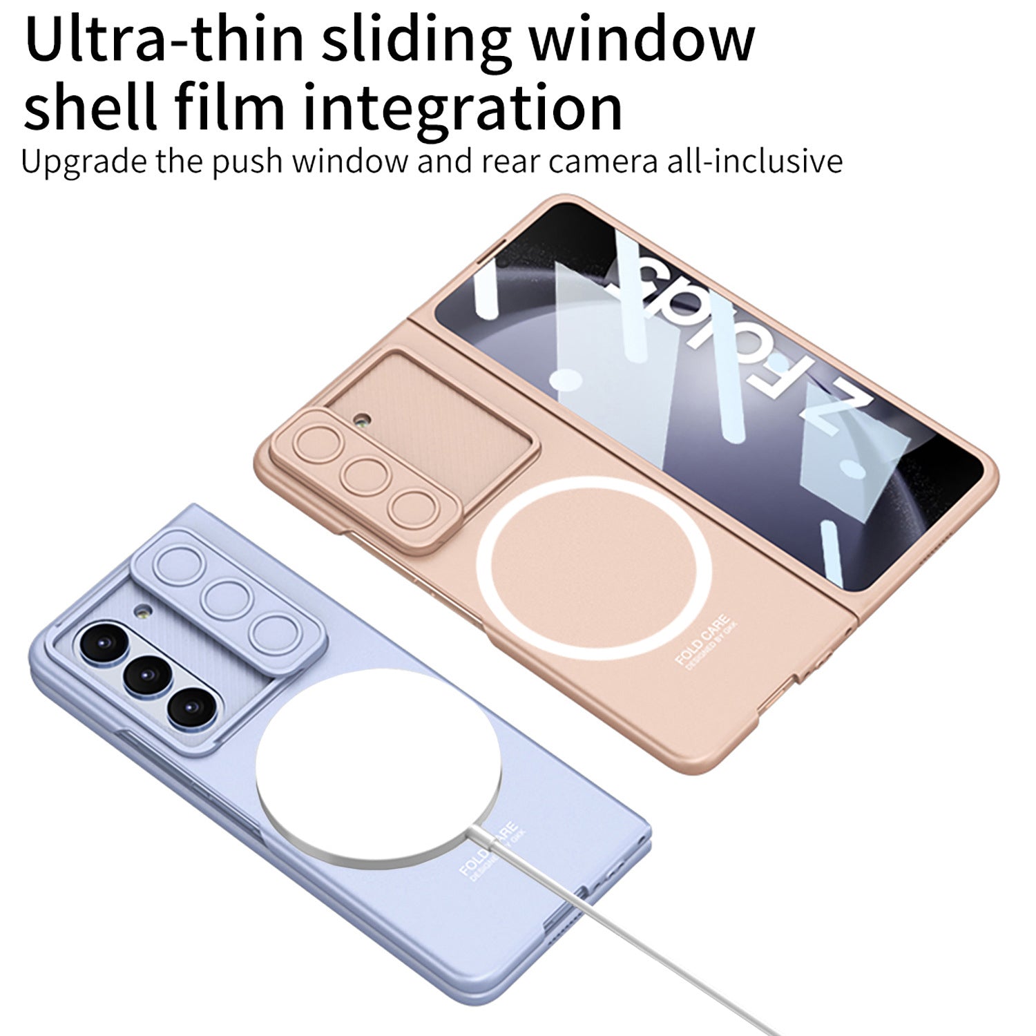 GKK For Samsung Galaxy Z Fold5 5G Case Compatible with MagSafe Camera Slider PC Phone Cover with Screen Film GKK For Samsung Galaxy Z Fold5 5G Case Compatible with MagSafe Camera Slider PC Phone Cover with Screen Film